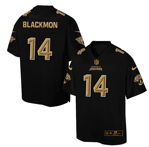 Men's Elite Justin Blackmon Nike Jersey Black - #14 Pro Line Gold Collection NFL Jacksonville Jaguars